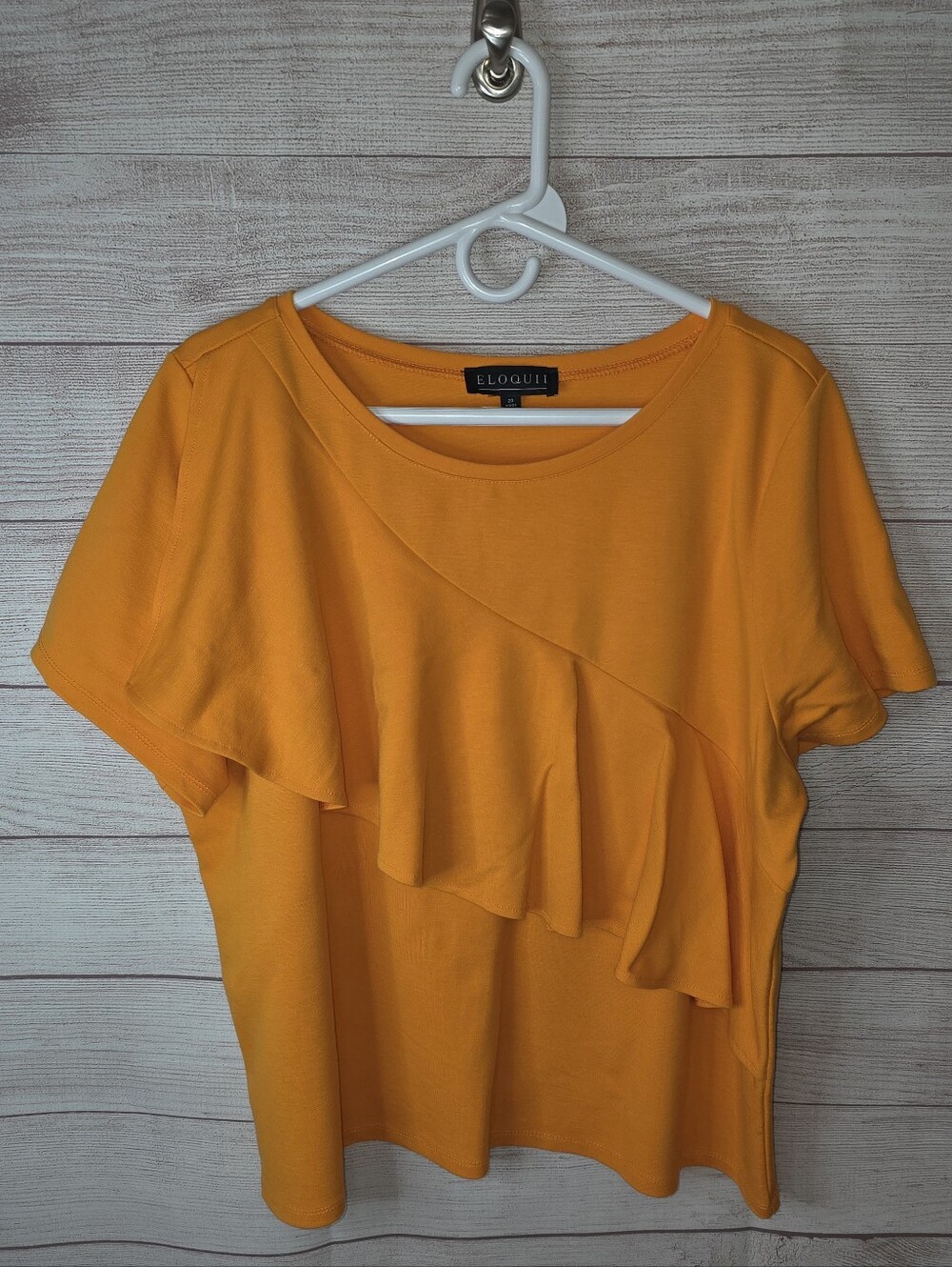Eloquii Asymmetrical Ruffle Rront Short-sleeve Top Size 20